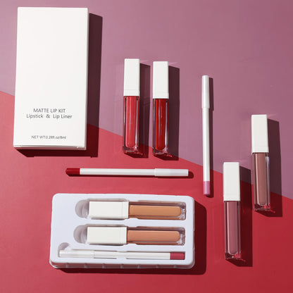 8 color 3-in-1 liquid lipstick set matte non-sticky high pigment