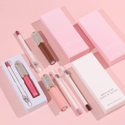 20 color matte liquid lipstick lip liner set diamond long lasting