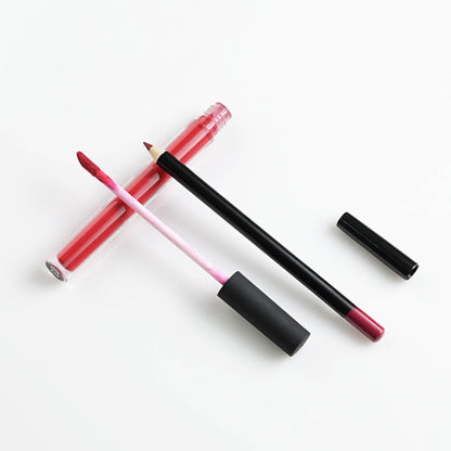 21 color matte liquid lipstick lip liner set high pigmented waterproof