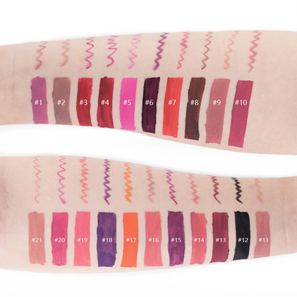 21 color matte liquid lipstick lip liner set high pigmented waterproof