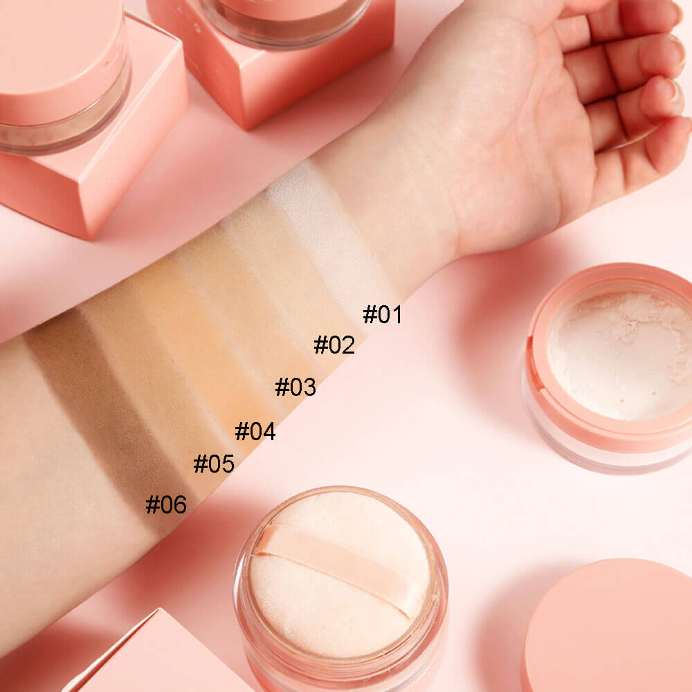 6 color loose setting powder oil control pink with puff