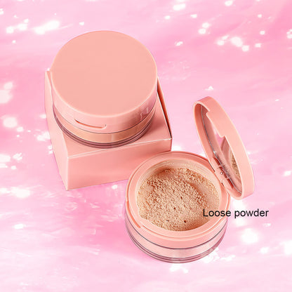 6 color loose setting powder oil control pink with puff